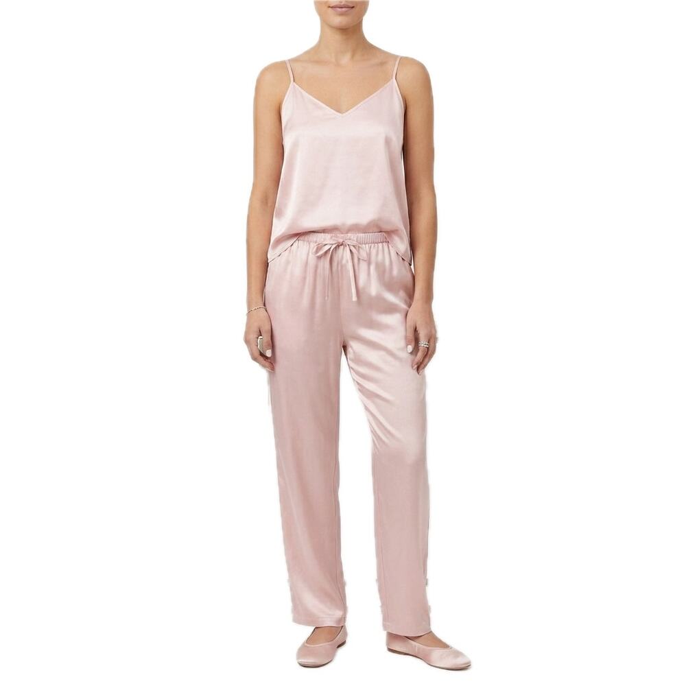 BedHead Baby Pink 100% Silk Matching PJ Luxury Pajama Set Tank Pants size L - Picture 2 of 16